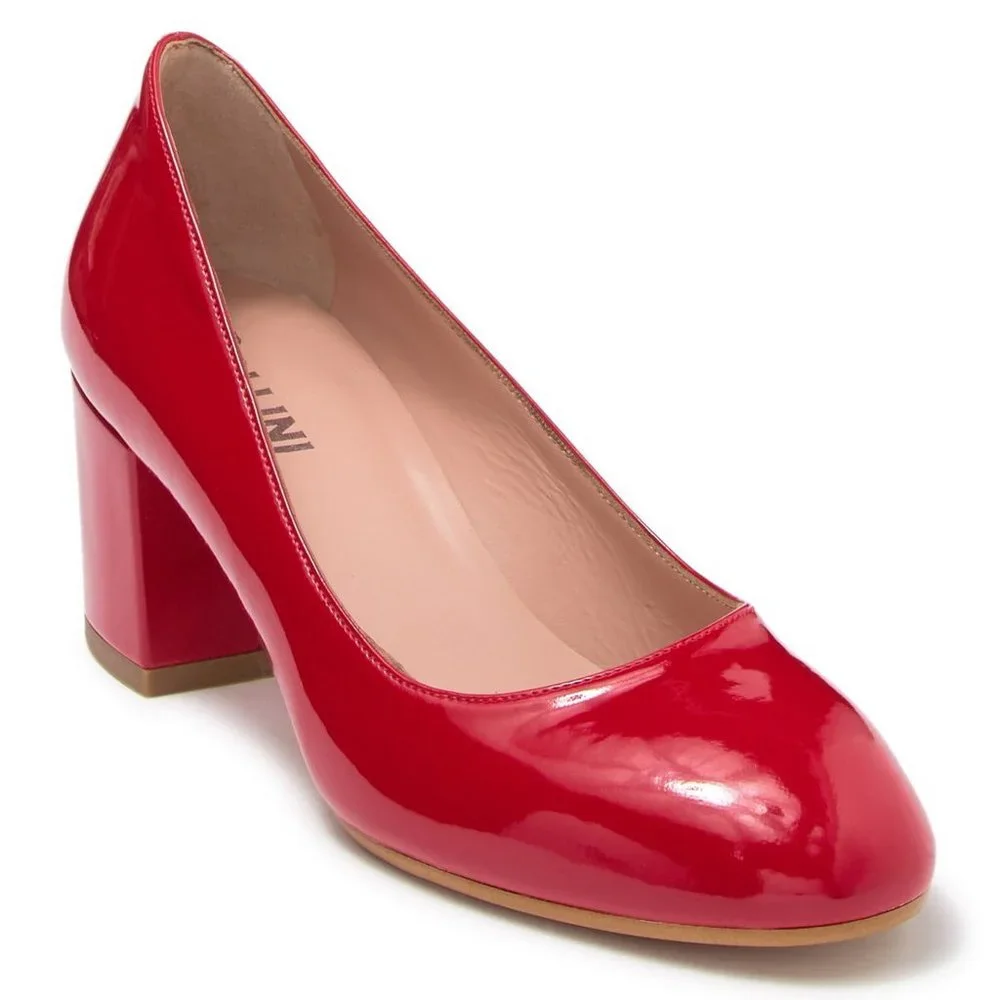 NEW POLLINI FOOTWEAR Patent Leather Pumps – Bold, Chic & Comfy Block Heels
